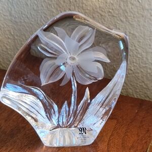 Mats Jonasson Colection Crystal Flower Sculpture Sighned #3679